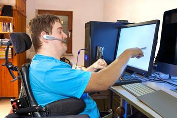 Disabled man using a computer